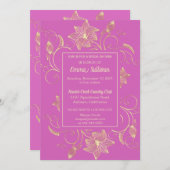 Invitation Chic Gold Flowers Douche nuptiale (Devant / Derrière)