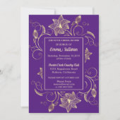 Invitation Chic Gold Flowers Douche nuptiale (Devant)