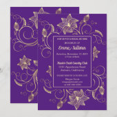 Invitation Chic Gold Flowers Douche nuptiale (Devant / Derrière)