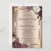 Invitation Chic Gold Frame Burgundy Retraite Rose (Devant)