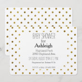Invitation Chic Gold Glam et baby shower Pois blanc (Devant / Derrière)