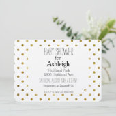 Invitation Chic Gold Glam et baby shower Pois blanc (Debout devant)