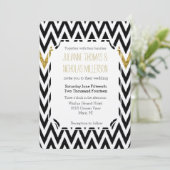 Invitation Chic Gold Glam et Black Chevron Mariage (Debout devant)