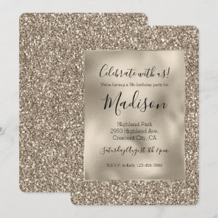 Invitation Chic Gold Glitz Parties scintillant élégante Glam