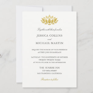 Invitation Chic Gold Lotus Flower personnalisé mariage invita