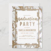 Invitation Chic Gold & Marble Typographie Partie de graduatio (Devant)