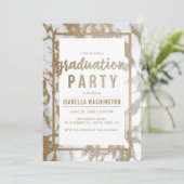 Invitation Chic Gold & Marble Typographie Partie de graduatio (Debout devant)