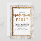Invitation Chic Gold & Marble Typographie Partie de graduatio (Devant)