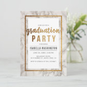 Invitation Chic Gold & Marble Typographie Partie de graduatio (Debout devant)