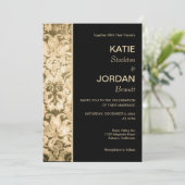 Invitation Chic Gold Mariage damassé (Debout devant)