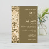 Invitation Chic Gold Mariage damassé (Debout devant)