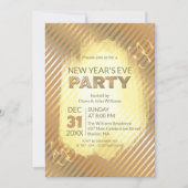 Invitation Chic Gold Metallic Stripes Soirée du Nouvel An (Devant)