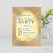 Invitation Chic Gold Metallic Stripes Soirée du Nouvel An (Debout devant)
