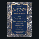Invitation Chic Gold Navy Blue Floral Illustration Sweet 16<br><div class="desc">Cette invitation unique Sweet 16 est un motif d'illustration florale dessiné à la main et surchargé de papier doré imitation et bleu marine avec typographie de brosse personnalisée. Son design artistique, élégant et chic est le choix idéal pour la fille d'anniversaire moderne et branchée. Wouah vos invités avec cet invitation...</div>