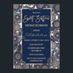Invitation Chic Gold Navy Blue Floral Illustration Sweet 16<br><div class="desc">Cette invitation unique Sweet 16 est un motif d'illustration florale dessiné à la main et surchargé de papier doré imitation et bleu marine avec typographie de brosse personnalisée. Son design artistique, élégant et chic est le choix idéal pour la fille d'anniversaire moderne et branchée. Wouah vos invités avec cet invitation...</div>