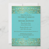 Invitation Chic Gold Paisley et Aqua Blue (Devant)