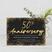 Invitation Chic Gold Parties scintillant 50e anniversaire Mar (Debout devant)