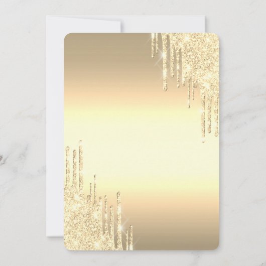 Invitation Chic Gold Parties scintillant Drips Robe Vert 18e (Dos)