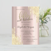 Invitation Chic Gold Parties scintillant Drips Rose Gold 50e (Debout devant)