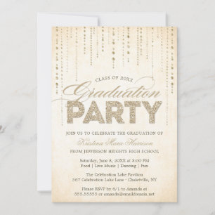Invitation Chic Gold Parties scintillant Gems Graduation