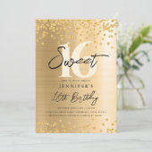 Invitation Chic Gold Parties scintillant Photo Sweet 16 Party (Debout devant)