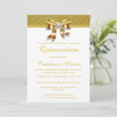 Invitation Chic Gold Parties scintillant Quinceanera Invitati (Debout devant)