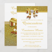 Invitation Chic Gold Parties scintillant Quinceanera Invitati (Devant / Derrière)