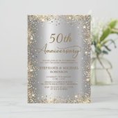 Invitation Chic Gold Parties scintillant Silver 50e anniversa (Debout devant)