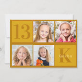 Invitation Chic Gold Photo Collage Anniversaire Fête Invitati (Devant)