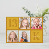 Invitation Chic Gold Photo Collage Anniversaire Fête Invitati (Debout devant)