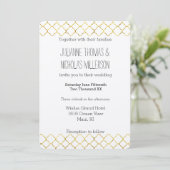 Invitation Chic Gold Quatrefoil Mariage (Debout devant)