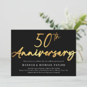 Invitation Chic Gold Script 50e anniversaire de Mariage (Debout devant)
