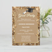 Invitation Chic Gold Sequins Graduation Party 2025 (Debout devant)