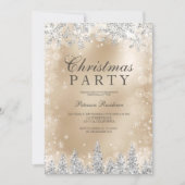 Invitation Chic Gold Silver snowflake winter Christmas party (Devant)