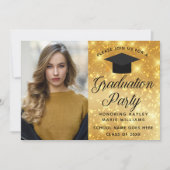 Invitation Chic Gold Sparkle Graduate Photo Graduate Party (Devant)