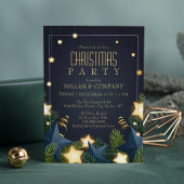Invitation Chic Gold Star Pine Corporate Noël Party