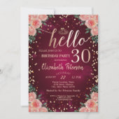 Invitation Chic Gold Tiara, Diamonds Bourgogne Floral Bonjour (Devant)