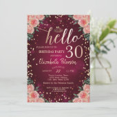 Invitation Chic Gold Tiara, Diamonds Bourgogne Floral Bonjour (Debout devant)