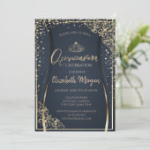 Invitation Chic Gold Tiara, Diamonds Quinceañera (Debout devant)