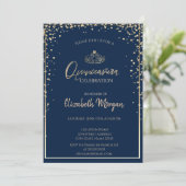 Invitation Chic Gold Tiara, Diamonds Quinceañera (Debout devant)