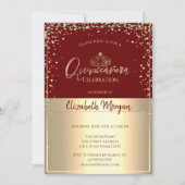 Invitation Chic Gold Tiara, Diamonds Red Quinceañera (Devant)