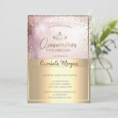 Invitation Chic Gold Tiara, Diamonds Rose Gold Quinceañera (Debout devant)