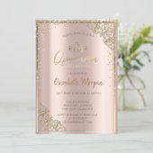 Invitation Chic Gold Tiara, Diamonds Rose Gold Quinceañera (Debout devant)