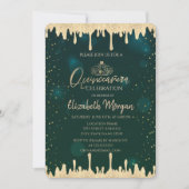 Invitation Chic Gold Tiara, Parties scintillant Drives Green (Devant)