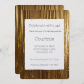 Invitation Chic Gold Tinsel Stripes 21e anniversaire (Devant / Derrière)