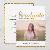 Invitation Chic Gold Trendy Graduation Classe photo de 20XX (Devant / Derrière)
