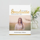 Invitation Chic Gold Trendy Graduation Classe photo de 20XX (Debout devant)