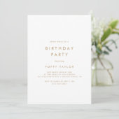 Invitation Chic Gold Typographie fête d'anniversaire (Debout devant)