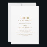 Invitation Chic Gold Typographie Surprise Party<br><div class="desc">Cette invitation à la fête surprise de typographie or chic est parfaite pour un événement moderne. Le design simple présente une typographie classique minimaliste d'or et de blanc, dans un style boho rustique. Personnalisable dans n'importe quelle couleur. Gardez le design minimal et élégant, en l'état, ou personnalisez-le en ajoutant vos...</div>