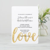 Invitation Chic Gold White Love Wedding Invite (Debout devant)